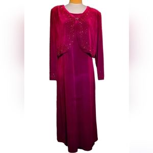 Vintage R&M Richards Red Formal Cocktail Party Holiday Xmas 2 Piece Jacket Dress